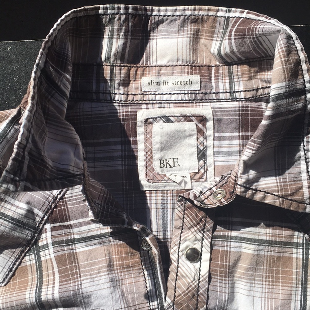 Mens long sleeve snap button down shirt